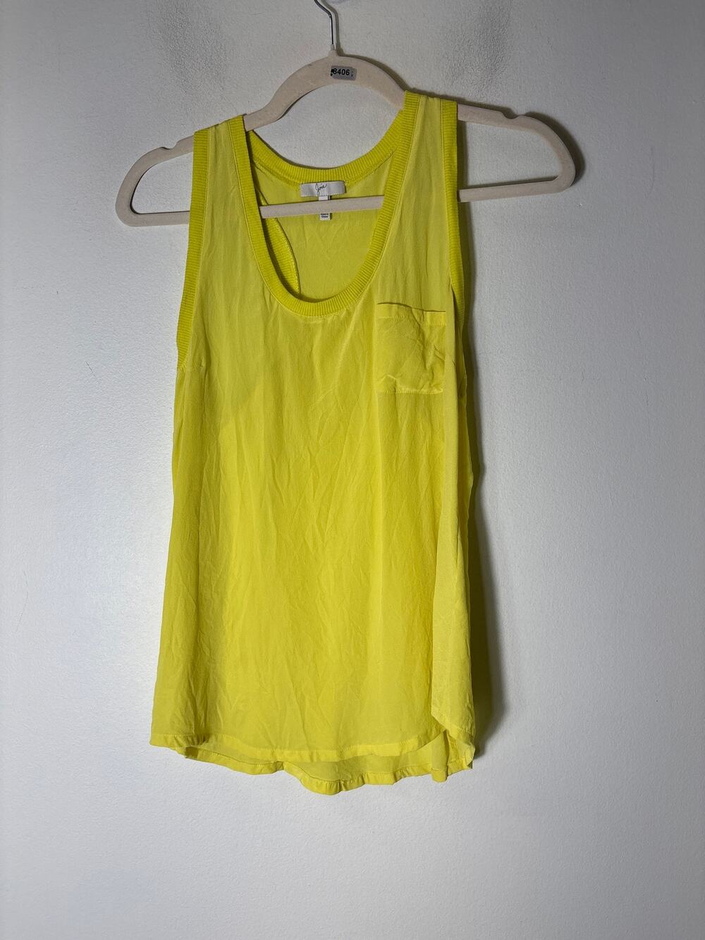 Joie Neon Yellow Racerback Silk Tank Sz XS